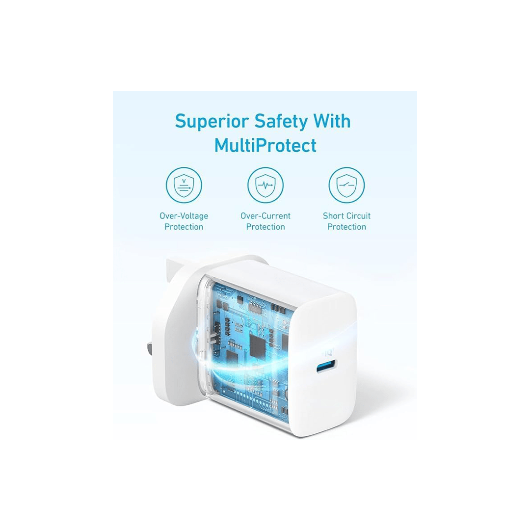 Anker USB C Plug 20W Ultra Fast Wall Charger With USB-C Cable - White in Qatar Anker USB C Plug 20W Ultra Fast Wall Charger With USB-C Cable - White in Qatar